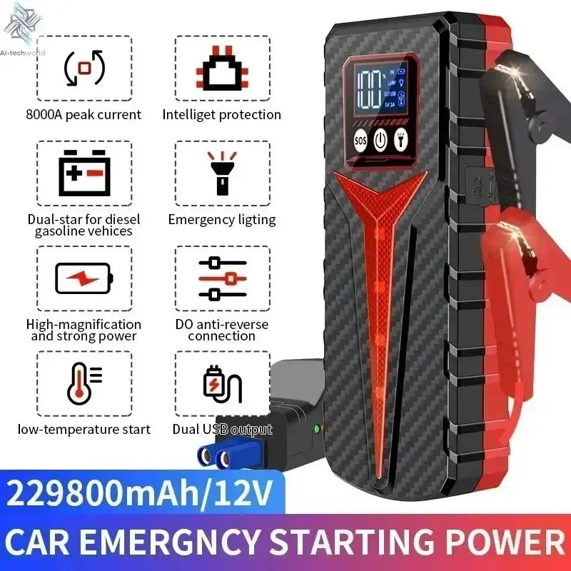 Car Jump Starter 8000A Battery Charger 298000mAh Emergency Power Bank Booster for 12V Gas and Diesel Vehicles Ai-TechWorld 