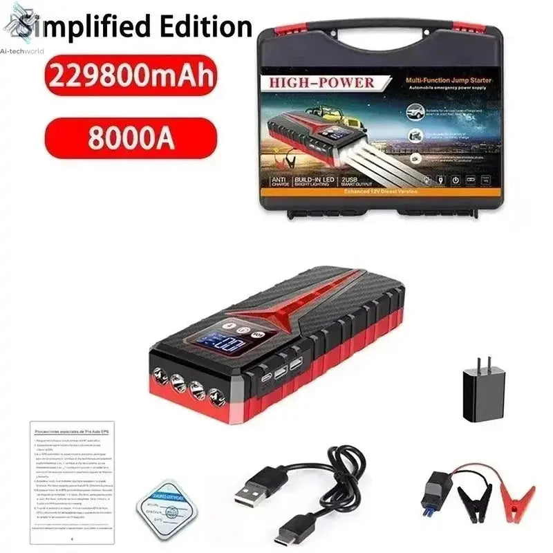 Car Jump Starter 8000A Battery Charger 298000mAh Emergency Power Bank Booster for 12V Gas and Diesel Vehicles Ai-TechWorld 