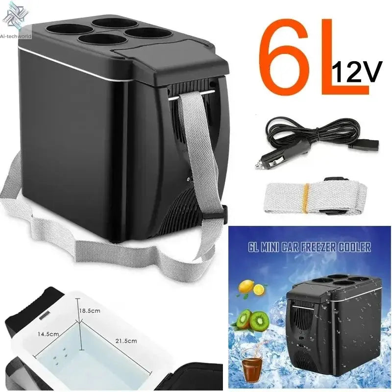 Car Refrigerator Mini Fridge Portable Freezer 12V DC Refrigerator Plug In Cooler Refrige 6L Thermoelectric Cooler For Fruits - Ai - TechWorld