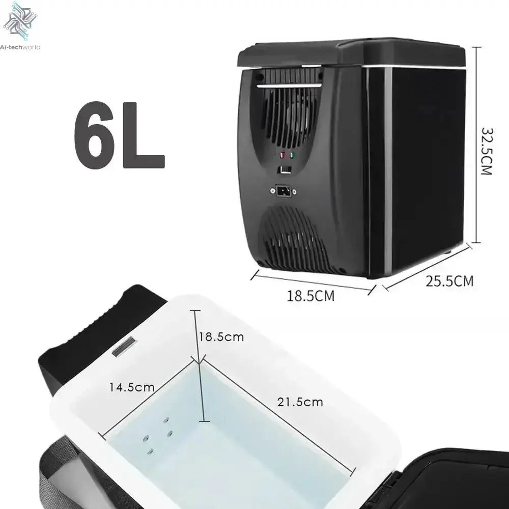Car Refrigerator Mini Fridge Portable Freezer 12V DC Refrigerator Plug In Cooler Refrige 6L Thermoelectric Cooler For Fruits - Ai - TechWorld