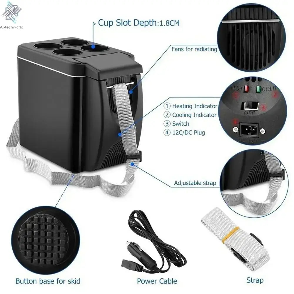 Car Refrigerator Mini Fridge Portable Freezer 12V DC Refrigerator Plug In Cooler Refrige 6L Thermoelectric Cooler For Fruits - Ai - TechWorld