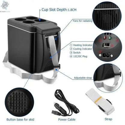 Car Refrigerator Mini Fridge Portable Freezer 12V DC Refrigerator Plug In Cooler Refrige 6L Thermoelectric Cooler For Fruits - Ai - TechWorld
