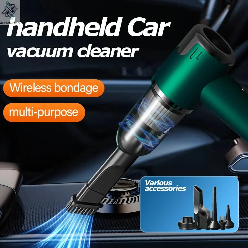 Car and home dual-purpose cordless vacuum cleaner, 3-in-1 rechargeable powerful handheld vacuum cleaner, 2000*2 battery Ai-TechWorld 