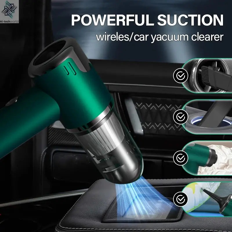 Car and home dual-purpose cordless vacuum cleaner, 3-in-1 rechargeable powerful handheld vacuum cleaner, 2000*2 battery Ai-TechWorld 