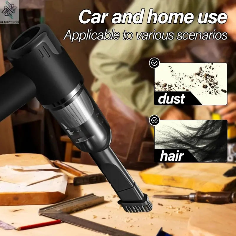 Car and home dual-purpose cordless vacuum cleaner, 3-in-1 rechargeable powerful handheld vacuum cleaner, 2000*2 battery Ai-TechWorld 
