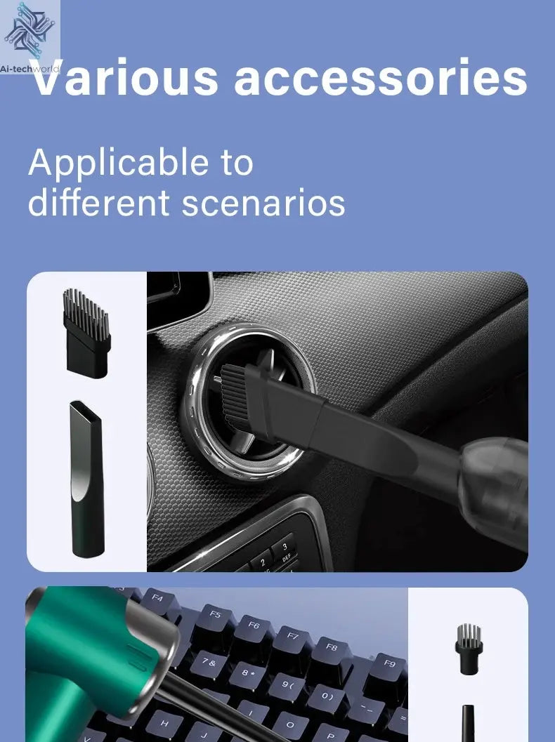 Car and home dual-purpose cordless vacuum cleaner, 3-in-1 rechargeable powerful handheld vacuum cleaner, 2000*2 battery Ai-TechWorld 