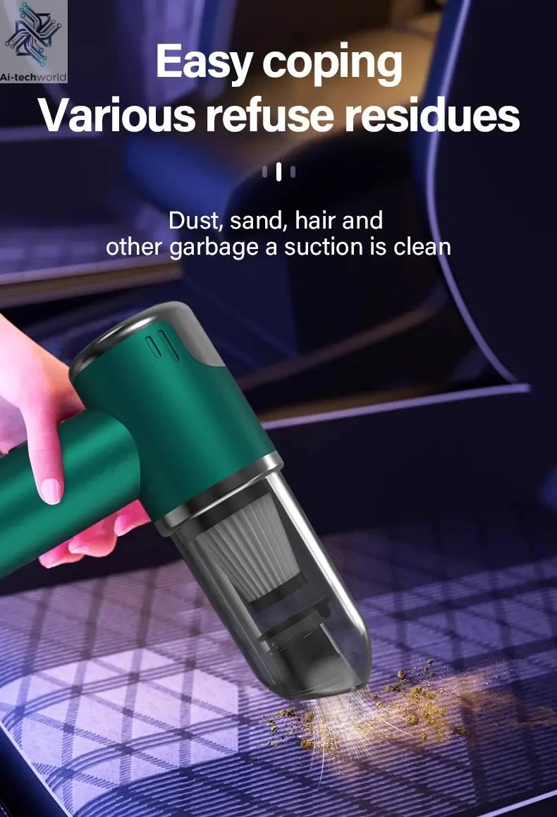 Car and home dual-purpose cordless vacuum cleaner, 3-in-1 rechargeable powerful handheld vacuum cleaner, 2000*2 battery Ai-TechWorld 