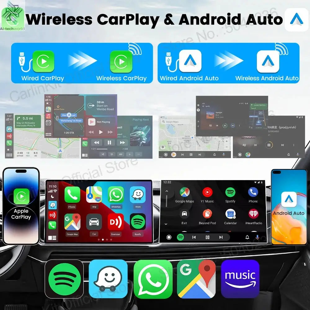 CarlinKit 5.0 Mini Ultra Wireless Adapter Wireless CarPlay Android Auto For OEM Car Plug and Play WiFi Bluetooth Auto Connection Ai-TechWorld 