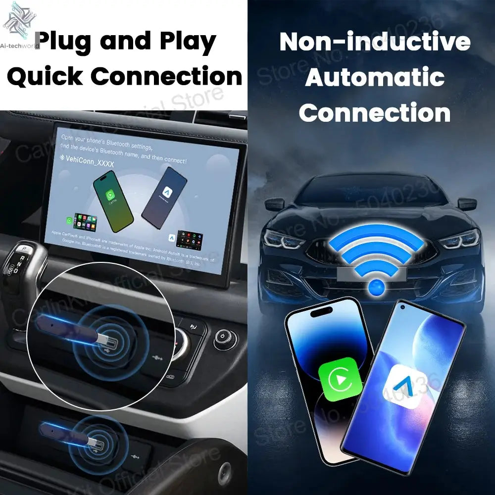 CarlinKit 5.0 Mini Ultra Wireless Adapter Wireless CarPlay Android Auto For OEM Car Plug and Play WiFi Bluetooth Auto Connection Ai-TechWorld 