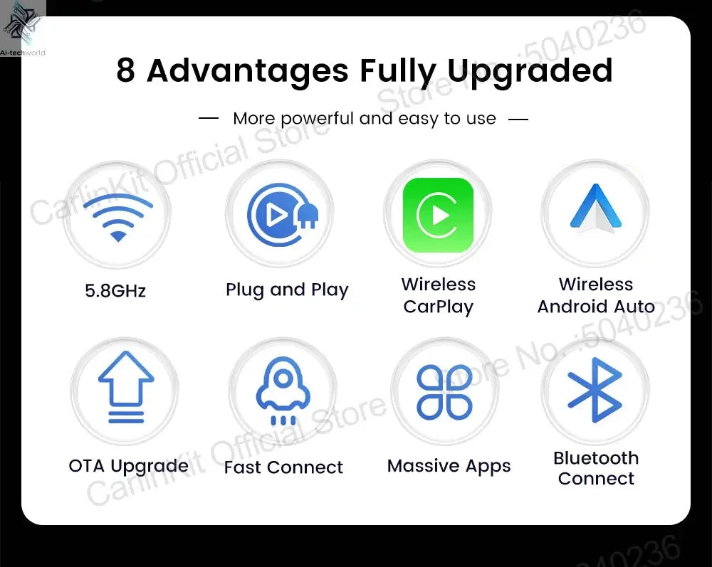 CarlinKit 5.0 Mini Ultra Wireless Adapter Wireless CarPlay Android Auto For OEM Car Plug and Play WiFi Bluetooth Auto Connection Ai-TechWorld 