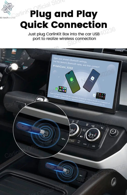 CarlinKit 5.0 Mini Ultra Wireless Adapter Wireless CarPlay Android Auto For OEM Car Plug and Play WiFi Bluetooth Auto Connection Ai-TechWorld 