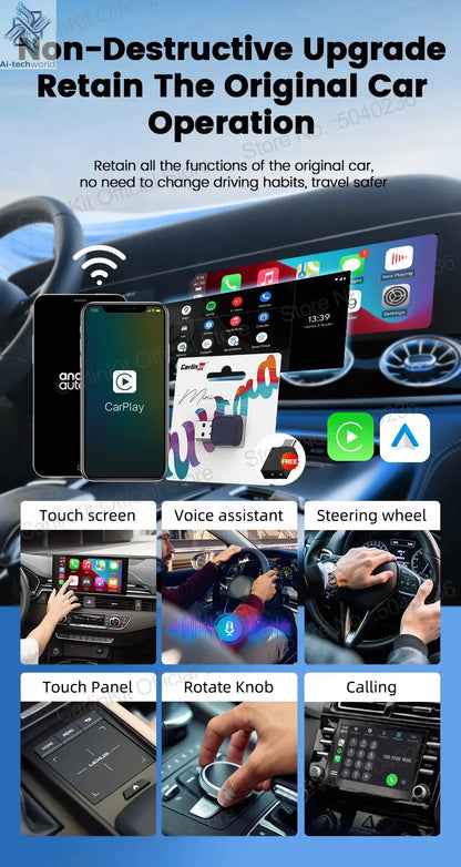 CarlinKit 5.0 Mini Ultra Wireless Adapter Wireless CarPlay Android Auto For OEM Car Plug and Play WiFi Bluetooth Auto Connection Ai-TechWorld 