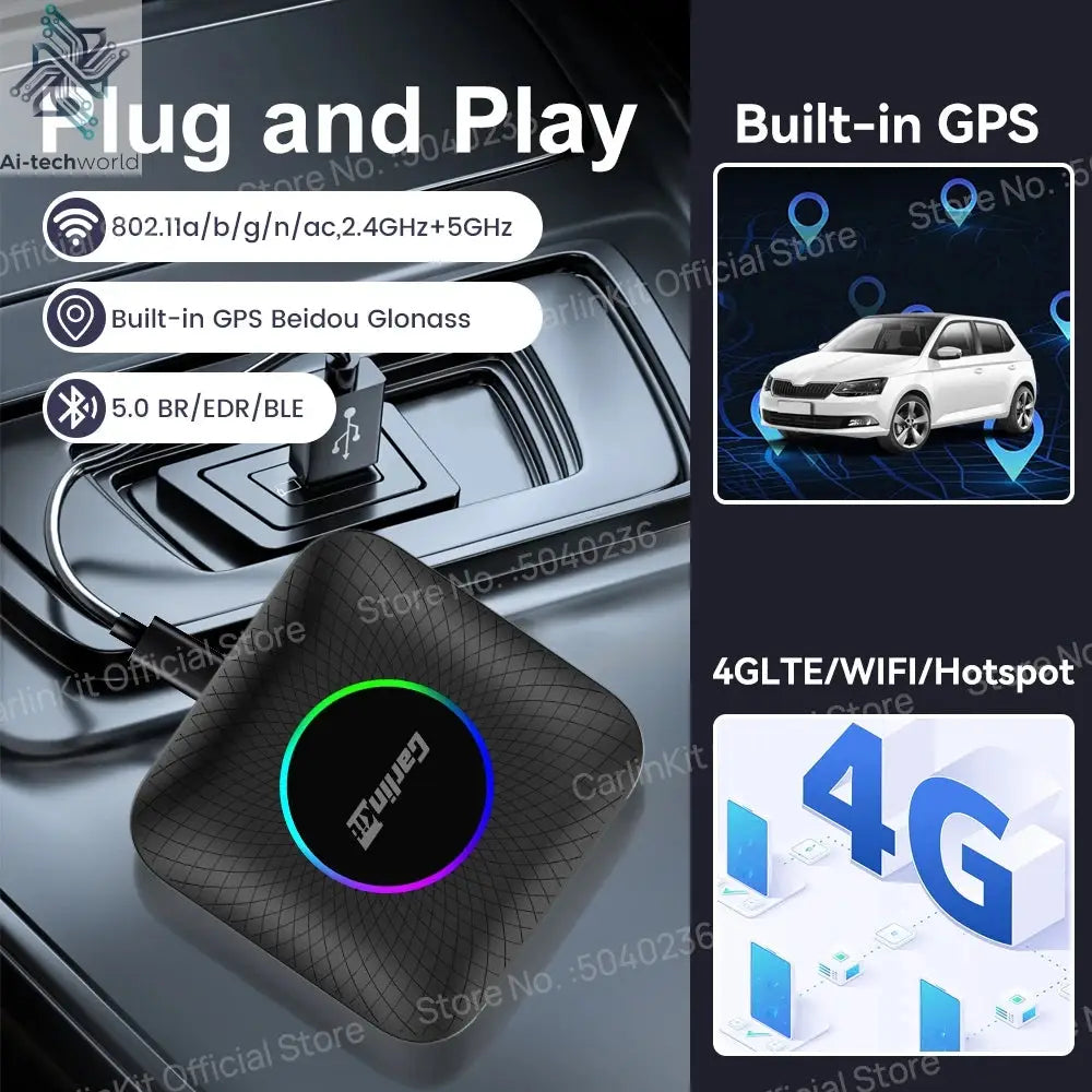 CarlinKit CarPlay Ai Box Android 13 SM6225 8 Cores 64GB 128GB Car Smart Streaming Box Wireless CarPlay Android Auto For Netflix Ai-TechWorld 