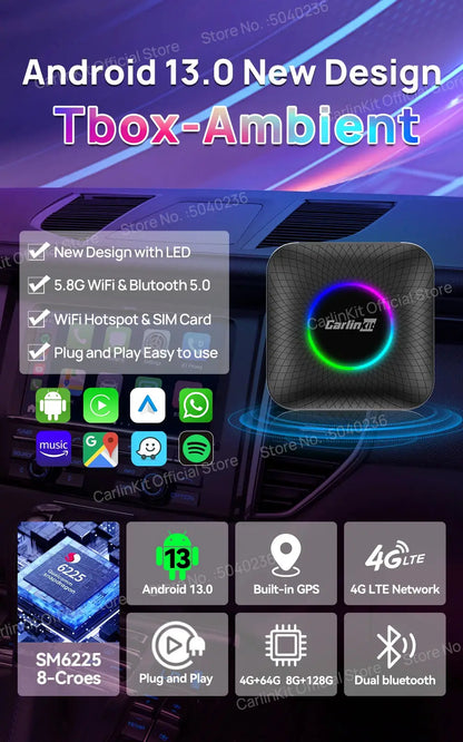CarlinKit CarPlay Ai Box Android 13 SM6225 8 Cores 64GB 128GB Car Smart Streaming Box Wireless CarPlay Android Auto For Netflix Ai-TechWorld 