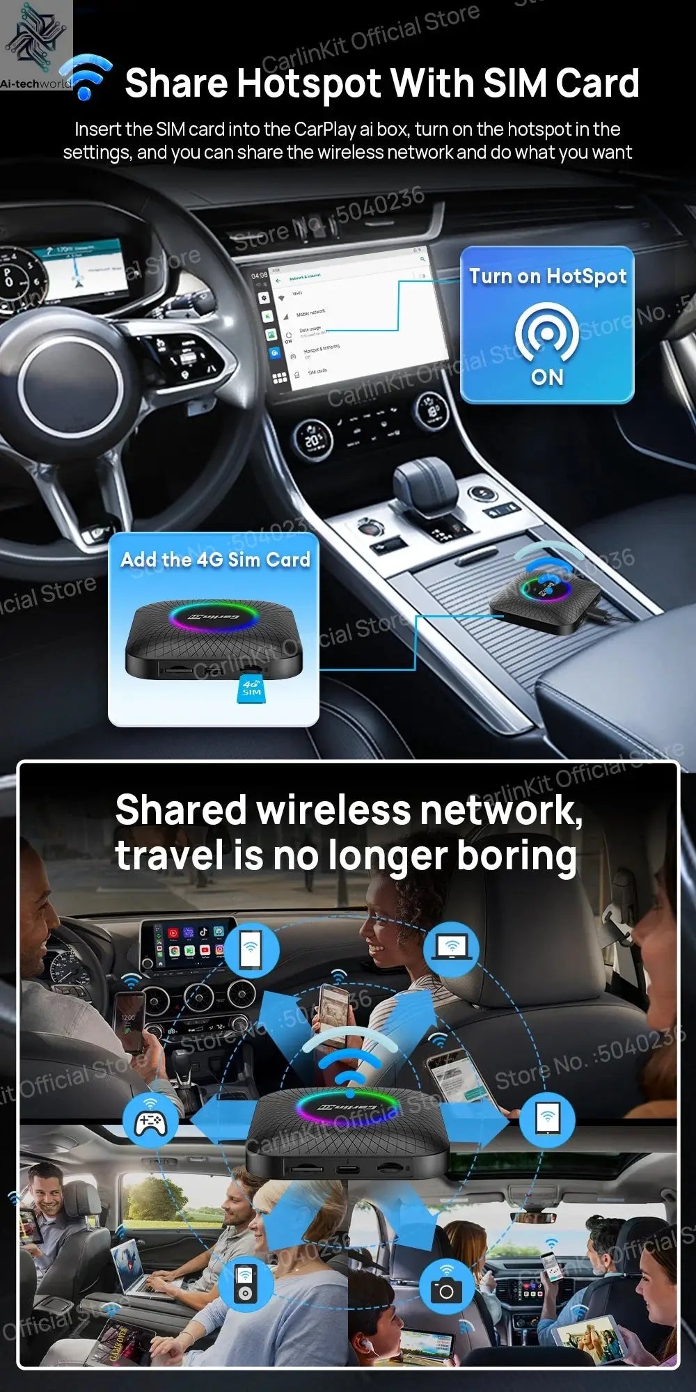 CarlinKit CarPlay Ai Box Android 13 SM6225 8 Cores 64GB 128GB Car Smart Streaming Box Wireless CarPlay Android Auto For Netflix Ai-TechWorld 
