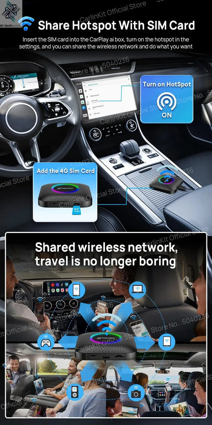 CarlinKit CarPlay Ai Box Android 13 SM6225 8 Cores 64GB 128GB Car Smart Streaming Box Wireless CarPlay Android Auto For Netflix Ai-TechWorld 
