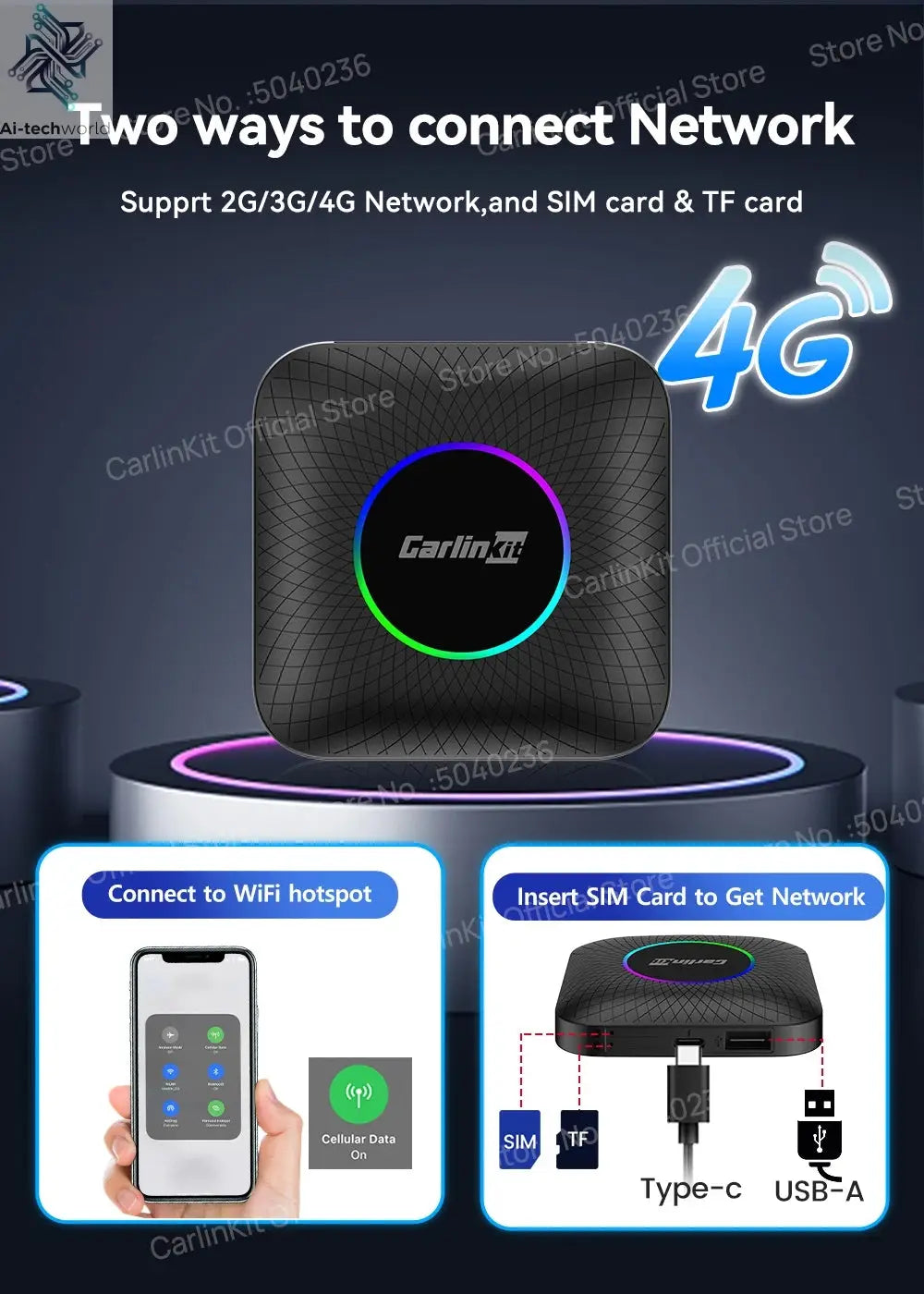 CarlinKit CarPlay Ai Box Android 13 SM6225 8 Cores 64GB 128GB Car Smart Streaming Box Wireless CarPlay Android Auto For Netflix Ai-TechWorld 