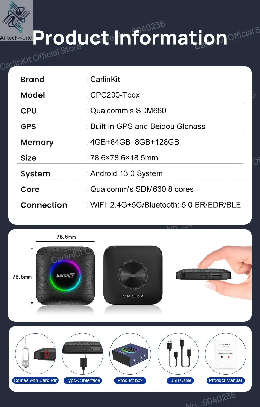 CarlinKit CarPlay Ai Box Android 13 SM6225 8 Cores 64GB 128GB Car Smart Streaming Box Wireless CarPlay Android Auto For Netflix Ai-TechWorld 