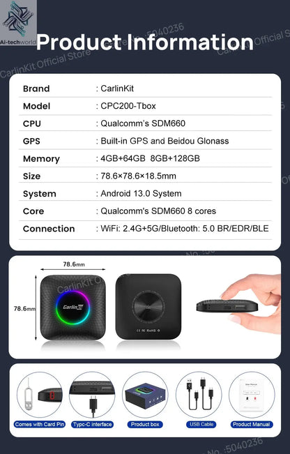 CarlinKit CarPlay Ai Box Android 13 SM6225 8 Cores 64GB 128GB Car Smart Streaming Box Wireless CarPlay Android Auto For Netflix Ai-TechWorld 