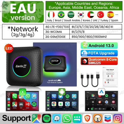 CarlinKit CarPlay Ai Box Android 13 SM6225 8 Cores 64GB 128GB Car Smart Streaming Box Wireless CarPlay Android Auto For Netflix Ai-TechWorld 