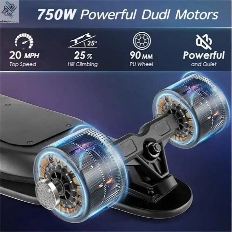 Caroma 38" Electric Skateboard with Remote Control, 1200W Brushless Motor, 28 MPH Top Speed, 300 lbs Max Load, Safety Glow Paper Ai-TechWorld 
