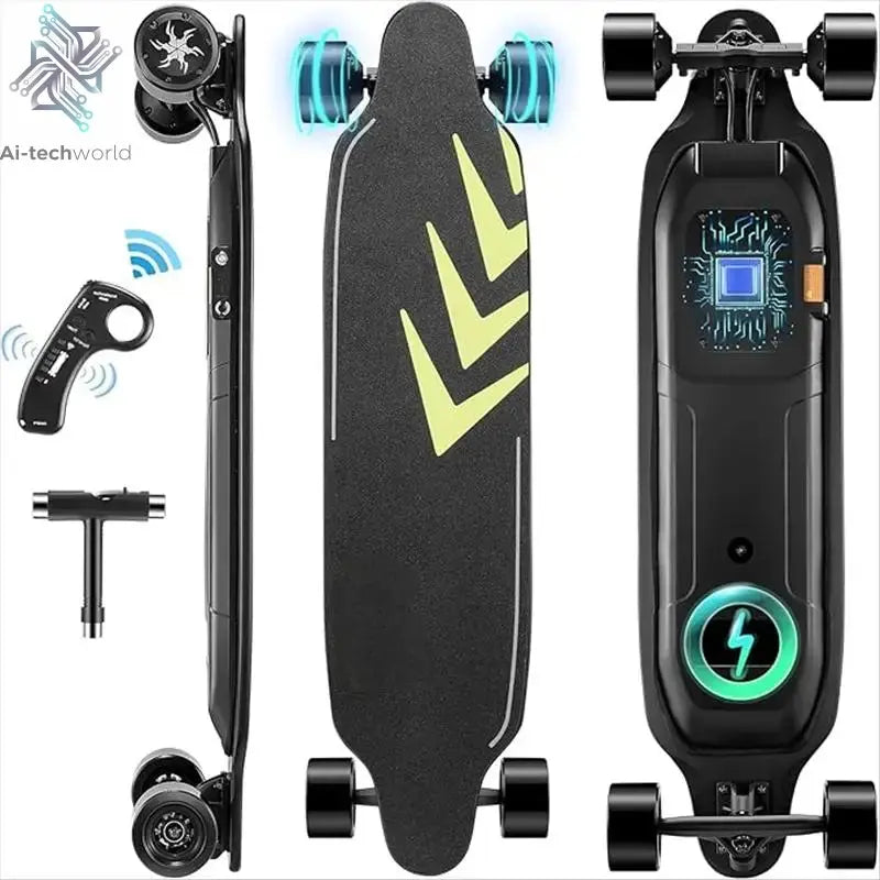 Caroma 38" Electric Skateboard with Remote Control, 1200W Brushless Motor, 28 MPH Top Speed, 300 lbs Max Load, Safety Glow Paper Ai-TechWorld 