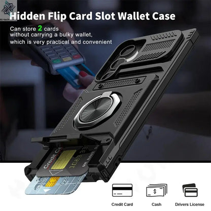 Case For Samsung Galaxy S26 Plus S25 edge S24 S23 Ultra FE S25FE Magnetic Rotated Ring Kickstand Heavy Protection Wallet Cover Ai-TechWorld 