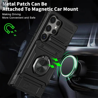 Case For Samsung Galaxy S26 Plus S25 edge S24 S23 Ultra FE S25FE Magnetic Rotated Ring Kickstand Heavy Protection Wallet Cover Ai-TechWorld 