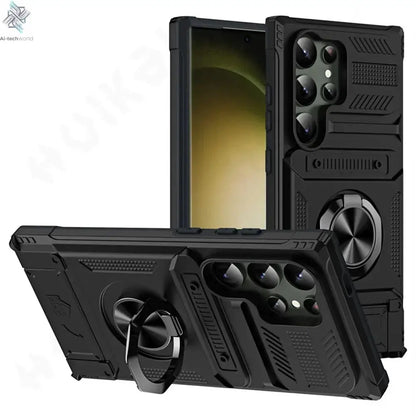 Case For Samsung Galaxy S26 Plus S25 edge S24 S23 Ultra FE S25FE Magnetic Rotated Ring Kickstand Heavy Protection Wallet Cover Ai-TechWorld 