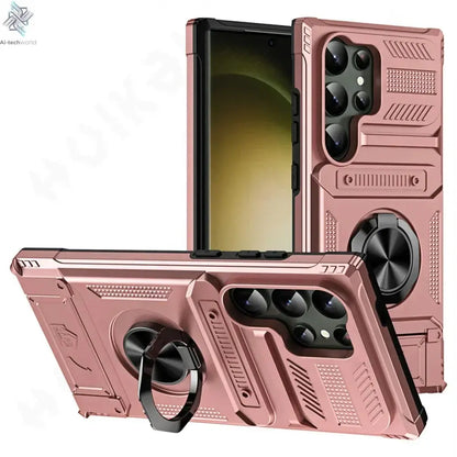 Case For Samsung Galaxy S26 Plus S25 edge S24 S23 Ultra FE S25FE Magnetic Rotated Ring Kickstand Heavy Protection Wallet Cover Ai-TechWorld 