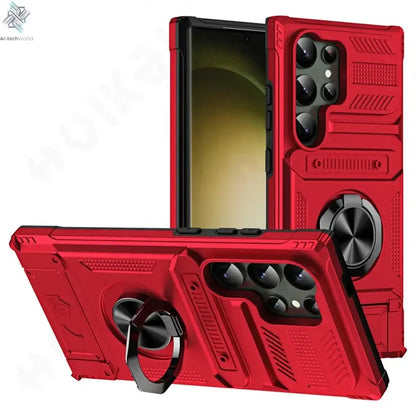 Case For Samsung Galaxy S26 Plus S25 edge S24 S23 Ultra FE S25FE Magnetic Rotated Ring Kickstand Heavy Protection Wallet Cover Ai-TechWorld 