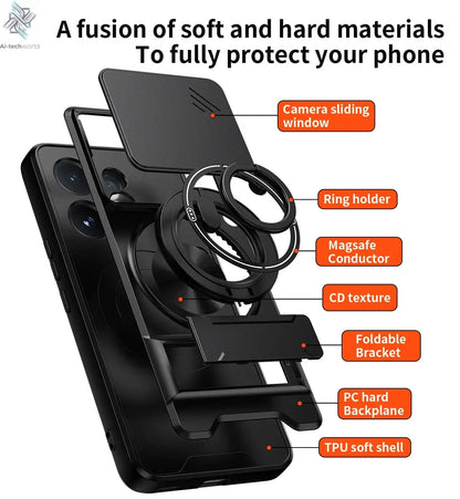 Case For Vivo V60 S30 T4 Pro Armored hard shell 360°rotating magnetic ring holder phone case protective cover For V60 S30 T4 Pro Ai-TechWorld 