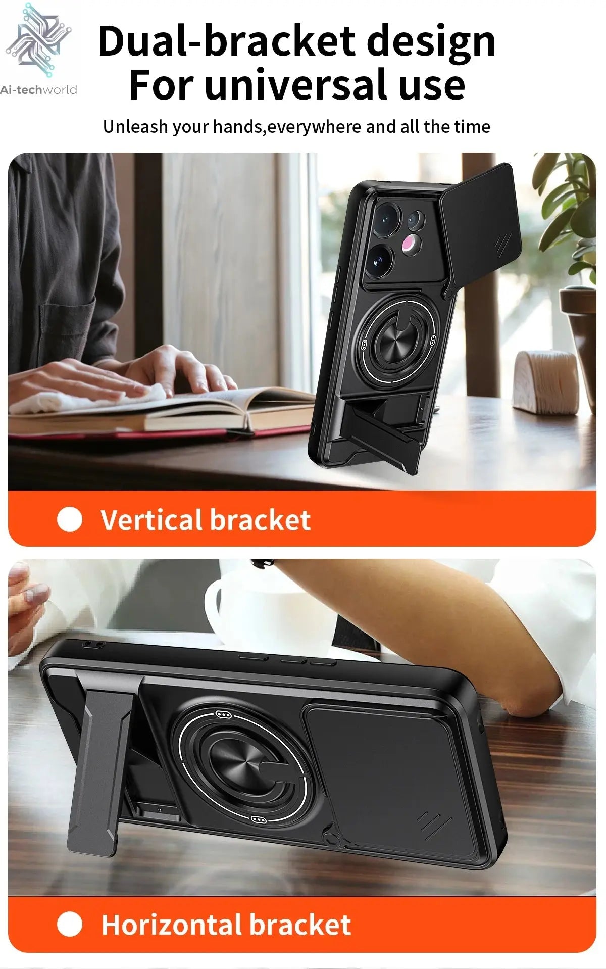 Case For Vivo V60 S30 T4 Pro Armored hard shell 360°rotating magnetic ring holder phone case protective cover For V60 S30 T4 Pro Ai-TechWorld 