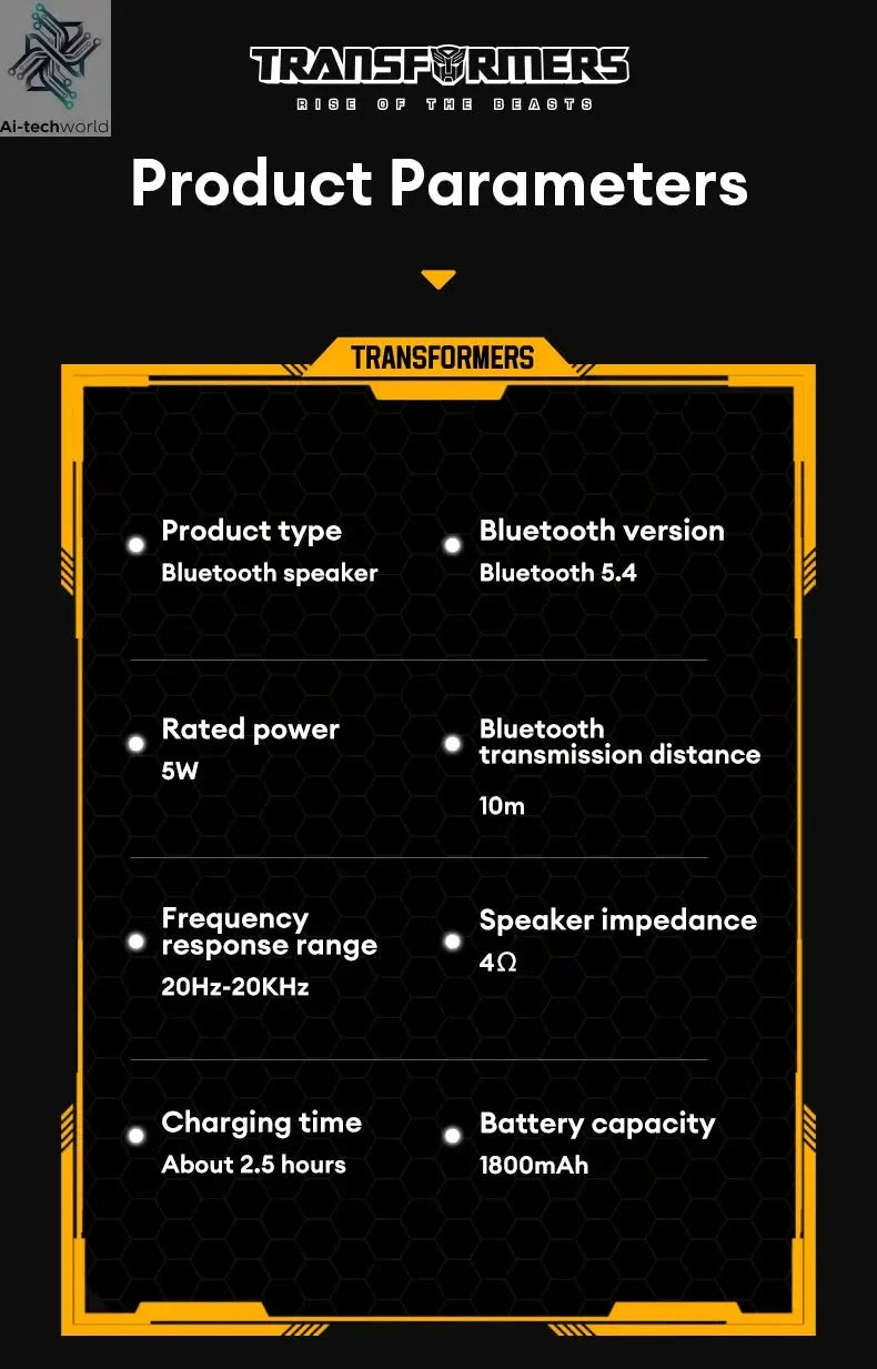Choice TRANSFORMERS TF-Y17 Portable Loudspeaker Long Endurance Wireless Bluetooth Speaker Stereo Sound Multifunctional Sound box Ai-TechWorld 