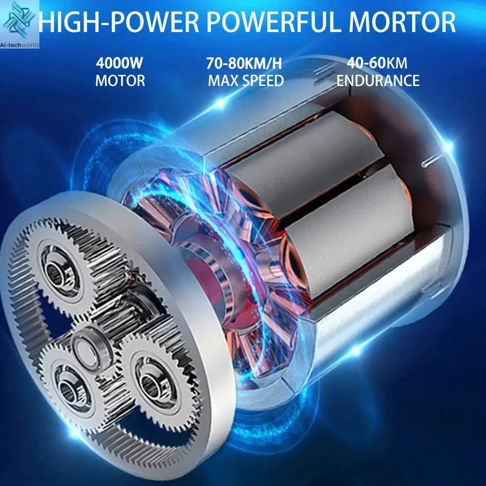 Citycoco Electric Scooter 4000W Powerful Motor Max Speed 60-70KM/H 60V25AH Battery Charging Mileage 40-60KM Max Load 250KG - Ai-TechWorld