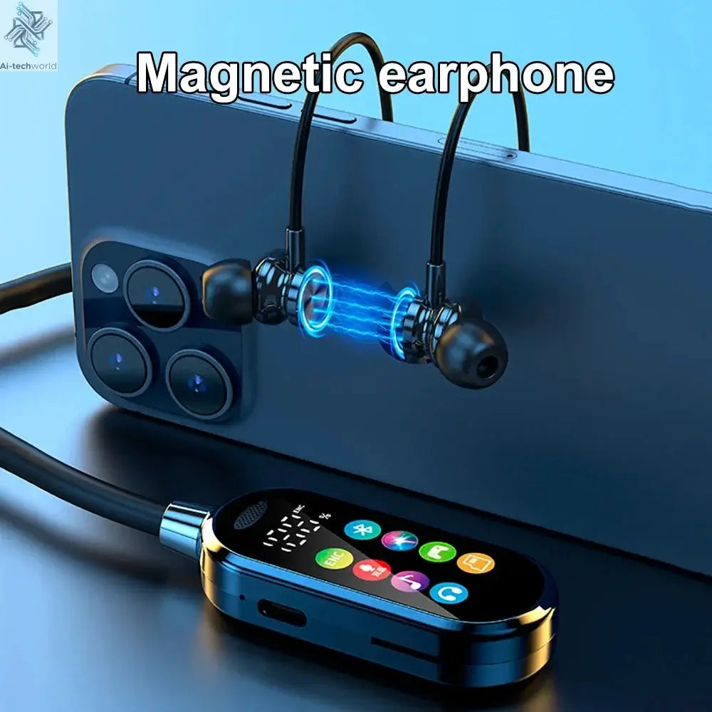 Color Screen Bluetooth 5.4 Earphones Neckband Headphones Wireless Headsets Noise Reduction Earbuds for Live Earphone Monitor - Ai-TechWorld