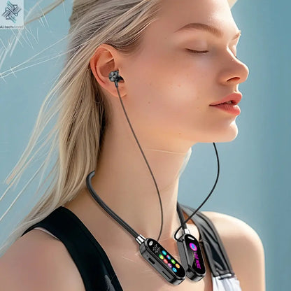 Color Screen Bluetooth 5.4 Earphones Neckband Headphones Wireless Headsets Noise Reduction Earbuds for Live Earphone Monitor - Ai-TechWorld