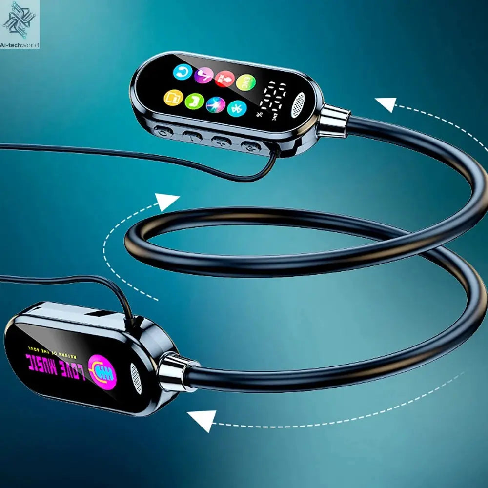 Color Screen Bluetooth 5.4 Earphones Neckband Headphones Wireless Headsets Noise Reduction Earbuds for Live Earphone Monitor - Ai-TechWorld