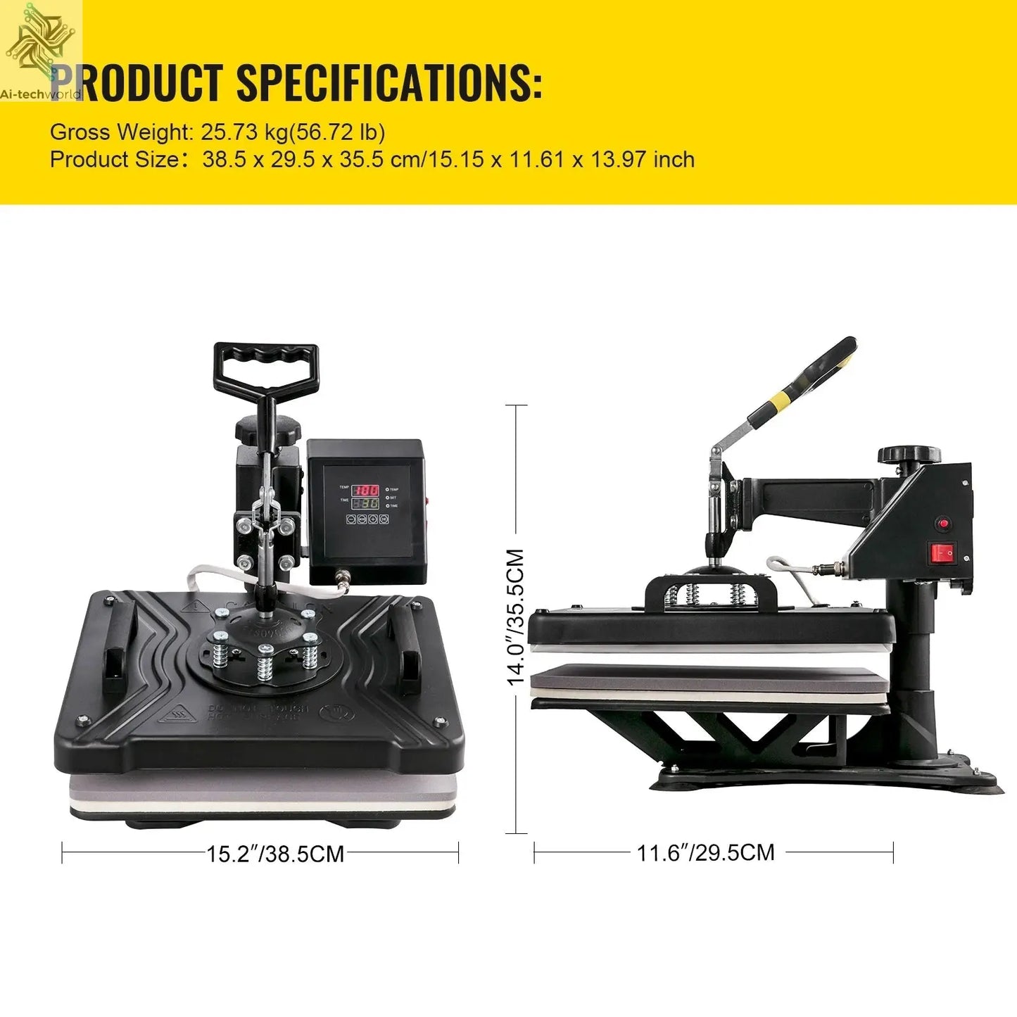 SucceBuy Combo Heat Press Machine 5/6/8 in 1 30*38CM 38*38CM Muntifunctional Sublimation Printer Transfer Mug Hat Plate T-Shirt Ai-TechWorld