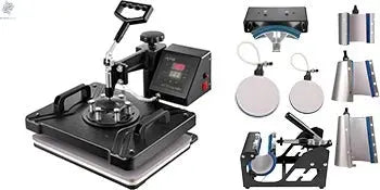 SucceBuy Combo Heat Press Machine 5/6/8 in 1 30*38CM 38*38CM Muntifunctional Sublimation Printer Transfer Mug Hat Plate T-Shirt Ai-TechWorld