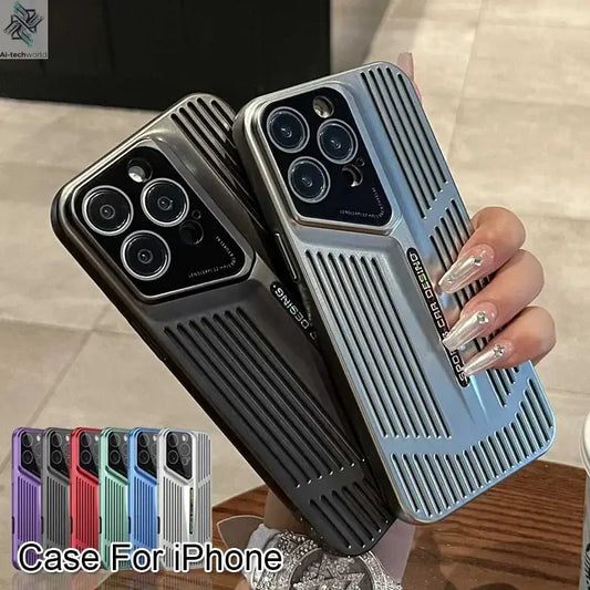 Comes With lLns Film Breathable Heat Dissipation Cooling Cases For iPhone 16 15 Pro Max 14 13 12 11 PC Hard Back Covers Ai-TechWorld 