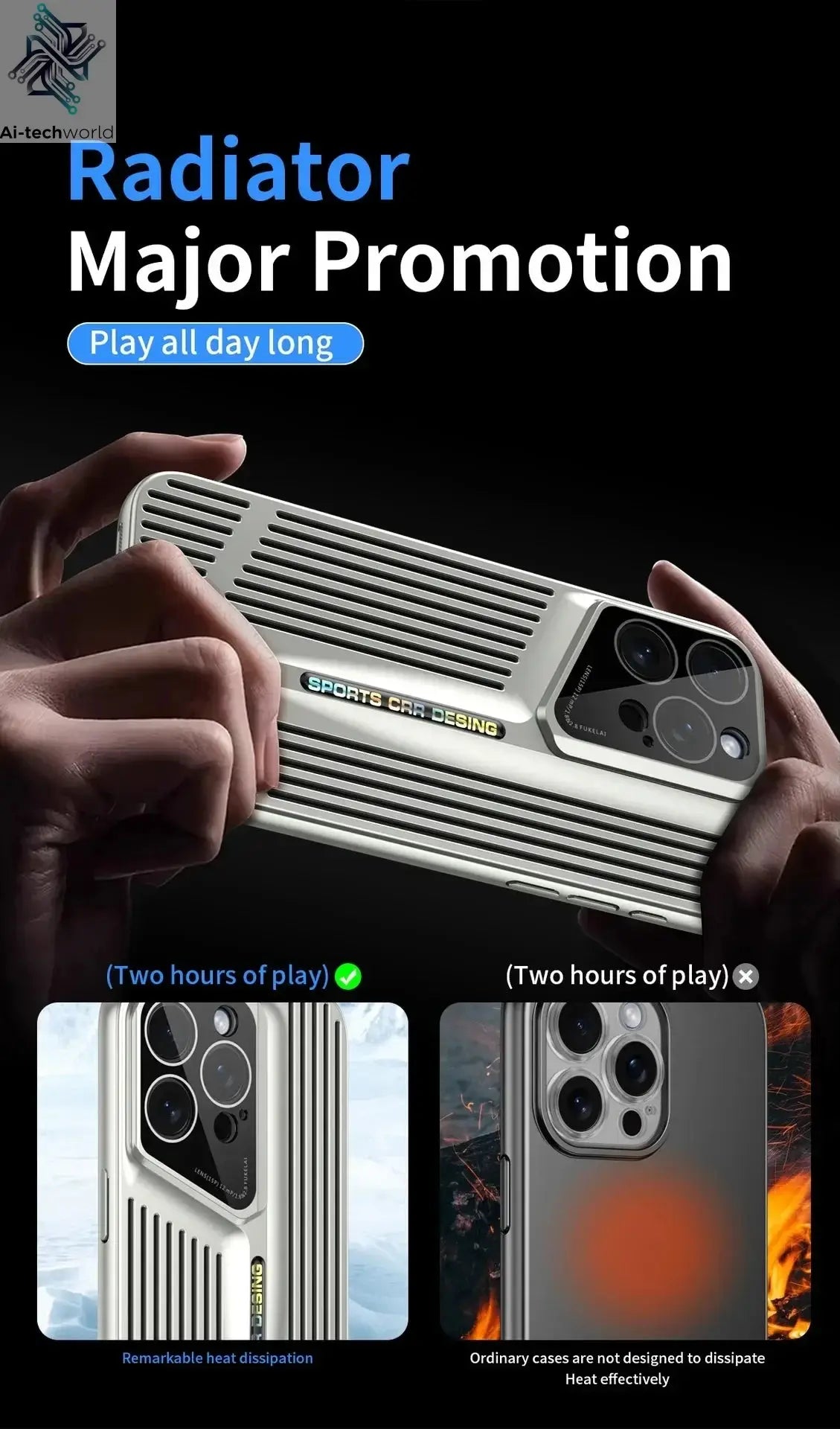 Comes With lLns Film Breathable Heat Dissipation Cooling Cases For iPhone 16 15 Pro Max 14 13 12 11 PC Hard Back Covers Ai-TechWorld 