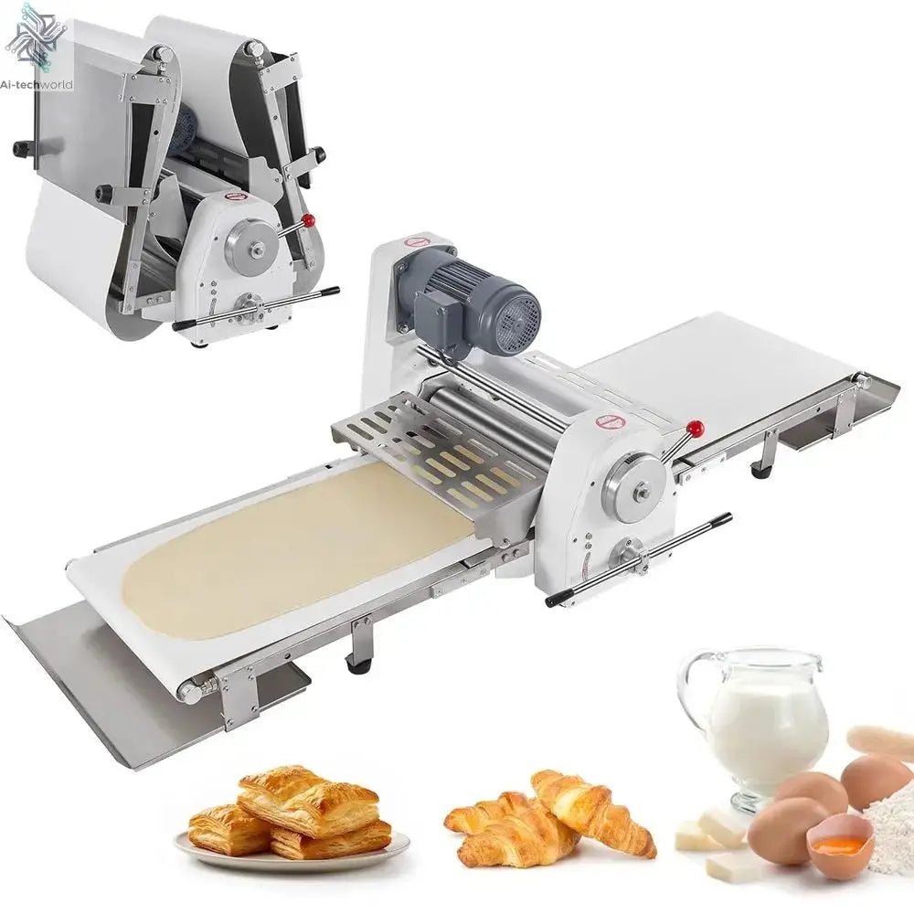 Commercial Dough Sheeter hine, 19.7-Inch Reversible Pu Pastry Sheeter and ondant Roller, Electric Dough Roller 0-1.4" Adjustable Ai-TechWorld 