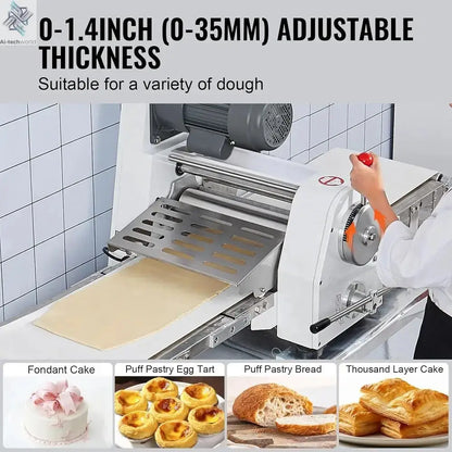 Commercial Dough Sheeter hine, 19.7-Inch Reversible Pu Pastry Sheeter and ondant Roller, Electric Dough Roller 0-1.4" Adjustable Ai-TechWorld 