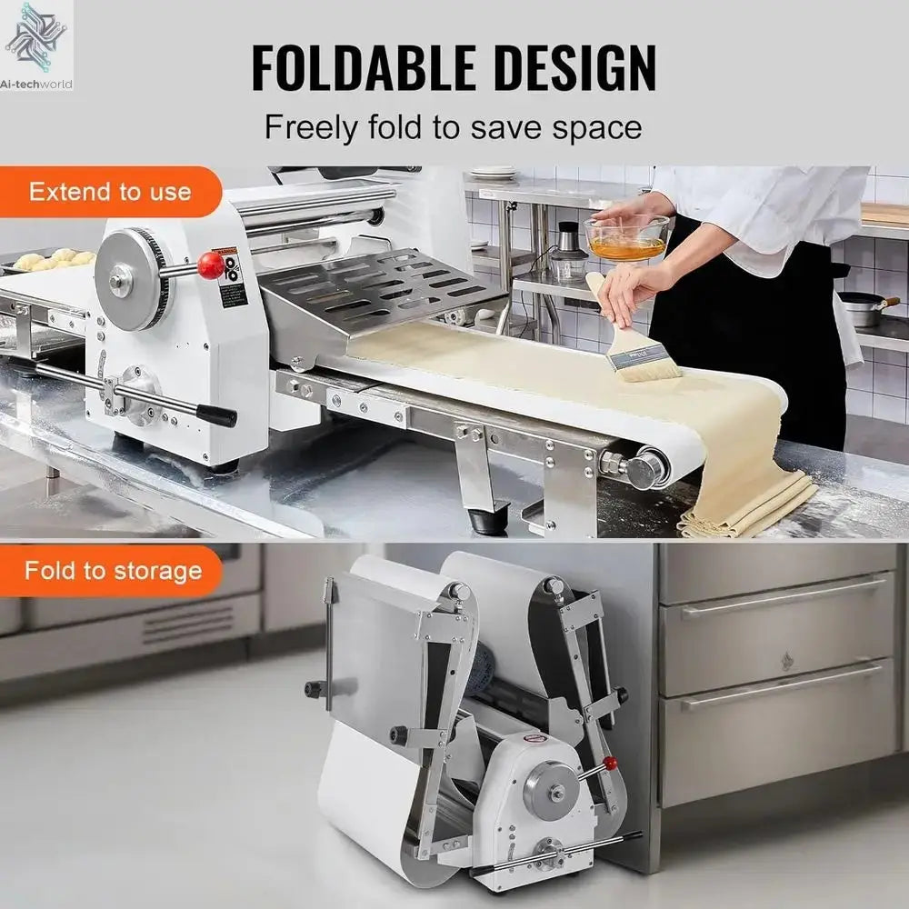 Commercial Dough Sheeter hine, 19.7-Inch Reversible Pu Pastry Sheeter and ondant Roller, Electric Dough Roller 0-1.4" Adjustable Ai-TechWorld 