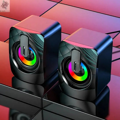 Computer Speakers PC Sound Box HIFI Stereo Microphone USB Wired Caixa De Som with LED Light For Desktop Computer Ai-TechWorld 