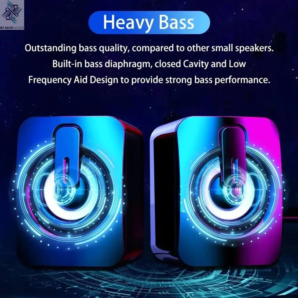 Computer Speakers PC Sound Box HIFI Stereo Microphone USB Wired Caixa De Som with LED Light For Desktop Computer Ai-TechWorld 