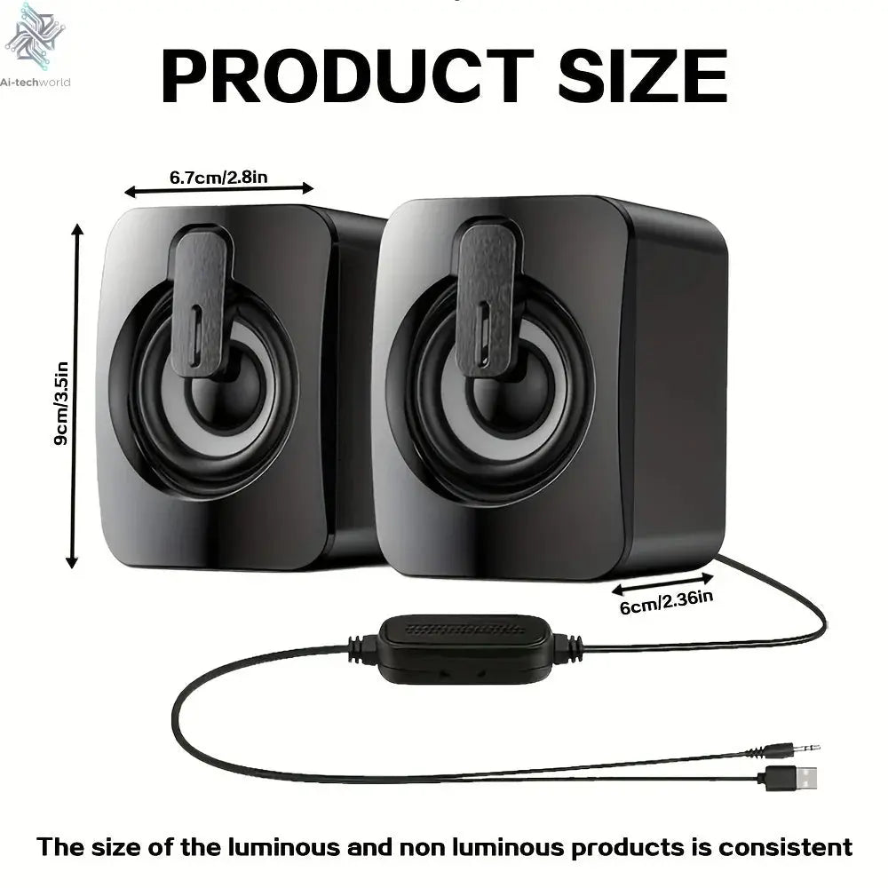 Computer Speakers PC Sound Box HIFI Stereo Microphone USB Wired Caixa De Som with LED Light For Desktop Computer Ai-TechWorld 