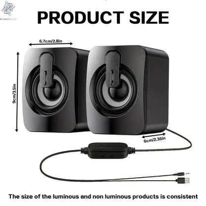 Computer Speakers PC Sound Box HIFI Stereo Microphone USB Wired Caixa De Som with LED Light For Desktop Computer Ai-TechWorld 
