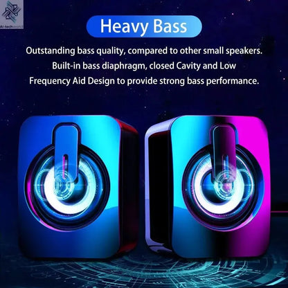 Computer Speakers PC Sound Box HIFI Stereo Microphone USB Wired Caixa De Som with LED Light For Desktop Computer Ai-TechWorld 
